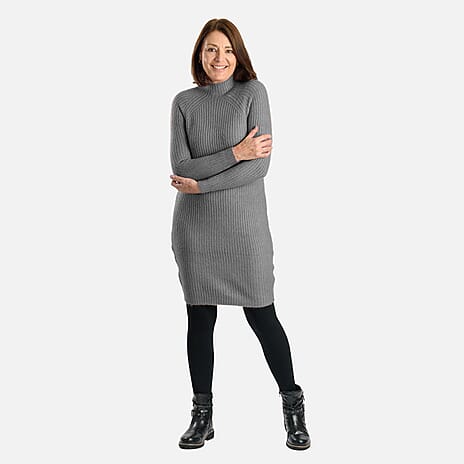 Janina Knitted Dress (Size 36) - Grey