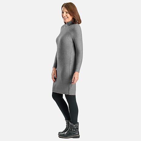 Janina Knitted Dress (Size 8) - Grey
