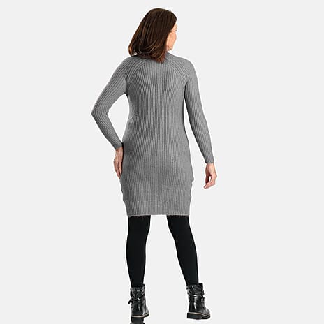 Janina Knitted Dress (Size 8) - Grey