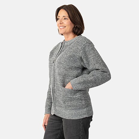 Beaumonde Ladies Round Neck Knitted Zipper (Size 8 to 10) - Grey