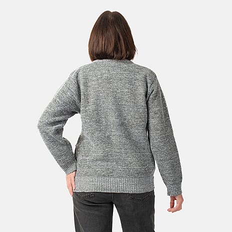 Beaumonde Ladies Round Neck Knitted Zipper (Size 8 to 10) - Grey