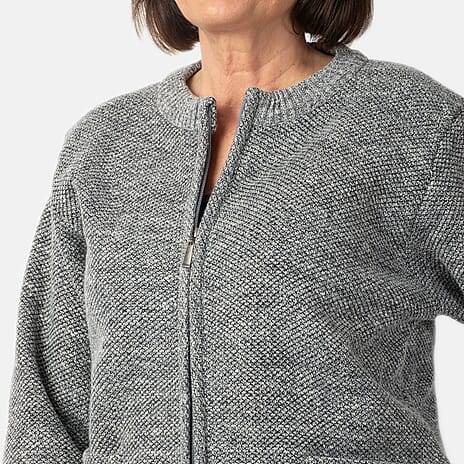 Beaumonde Ladies Round Neck Knitted Zipper (Size 8 to 10) - Grey