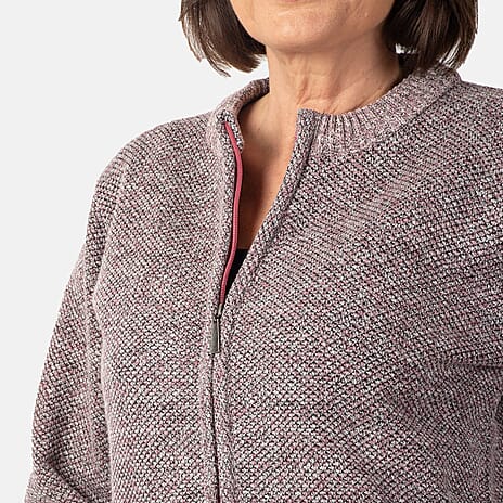 Beaumonde Ladies Round Neck Knitted Zipper (Size 16 to 18) - Pink
