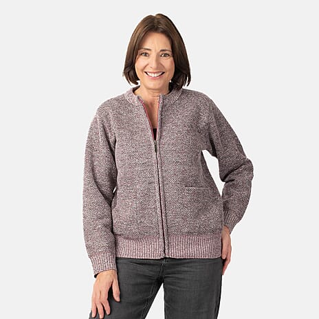 Beaumonde Ladies Round Neck Knitted Zipper (Size 12 to 14) - Pink