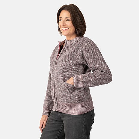 Beaumonde Ladies Round Neck Knitted Zipper (Size 12 to 14) - Pink