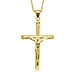 Jesus Crucifix Cross Pendant in Gold Plated Sterling Silver with Chain (Size 18)