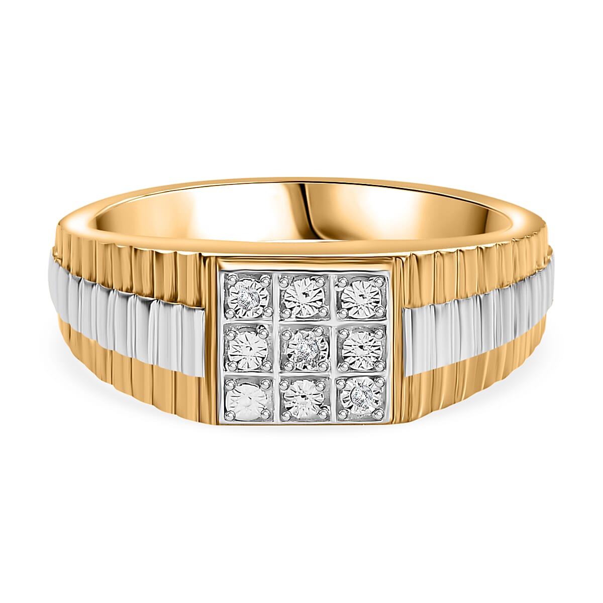 Natural White Diamond Signet Ring