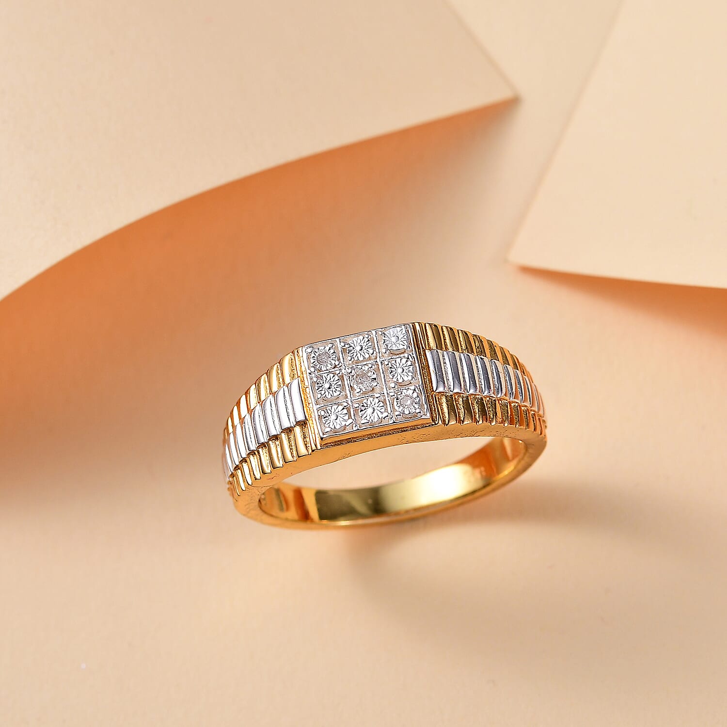 Natural White Diamond Signet Ring