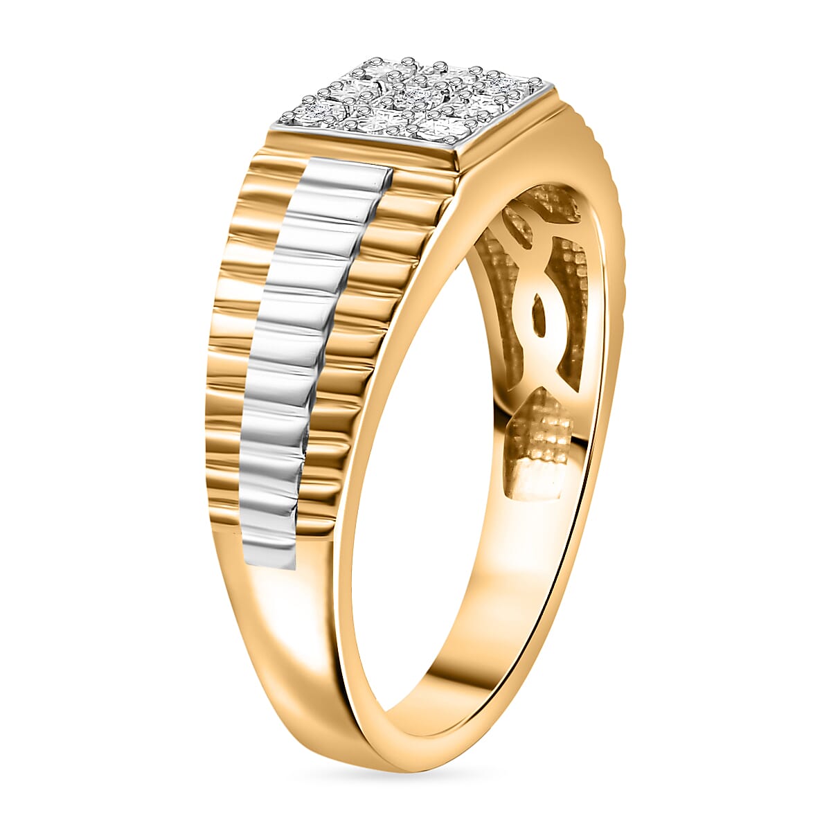 Natural White Diamond Signet Ring