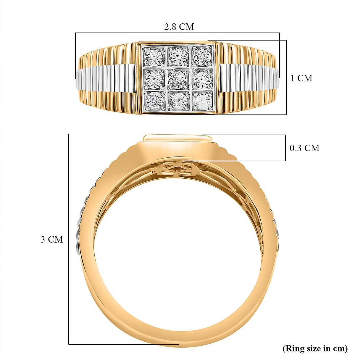 Natural White Diamond Signet Ring