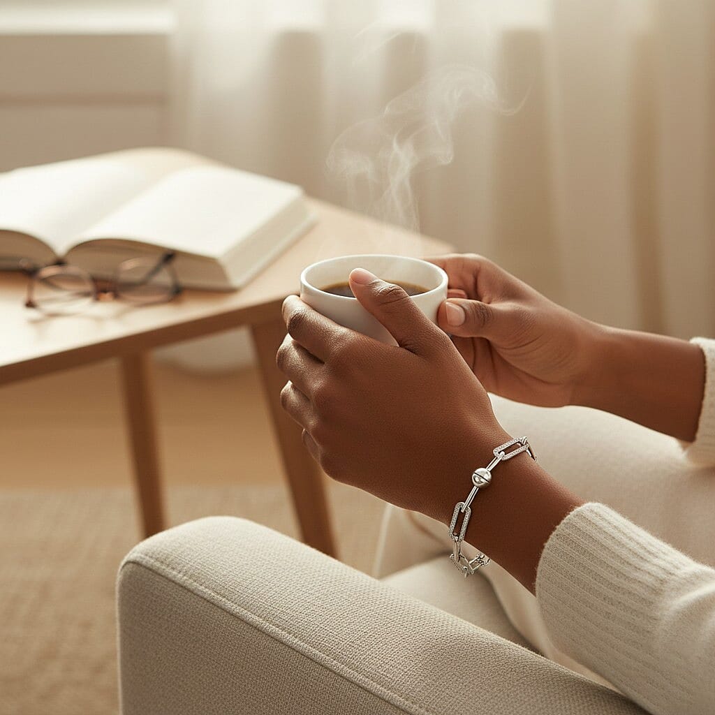 One Time Deal - Natural White Diamond Bracelet (Size - 7.5) with Magnetic Clasp in Rhodium Overlay Sterling Silver, Silver Wt. 8.52 Gms.