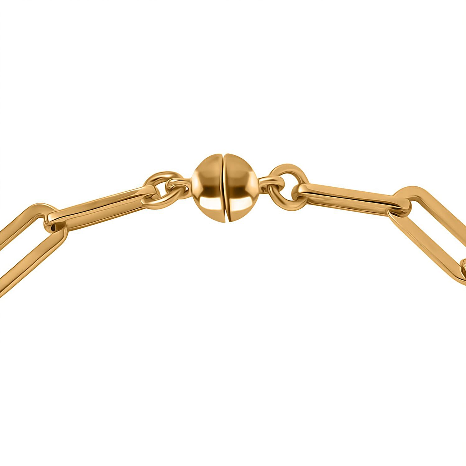 One Time Deal - Natural White Diamond Paperclip Bracelet (Size - 7.5) with Magnetic Clasp in 18K Vermeil Sterling Silver, Silver Wt. 8.52 Gms.