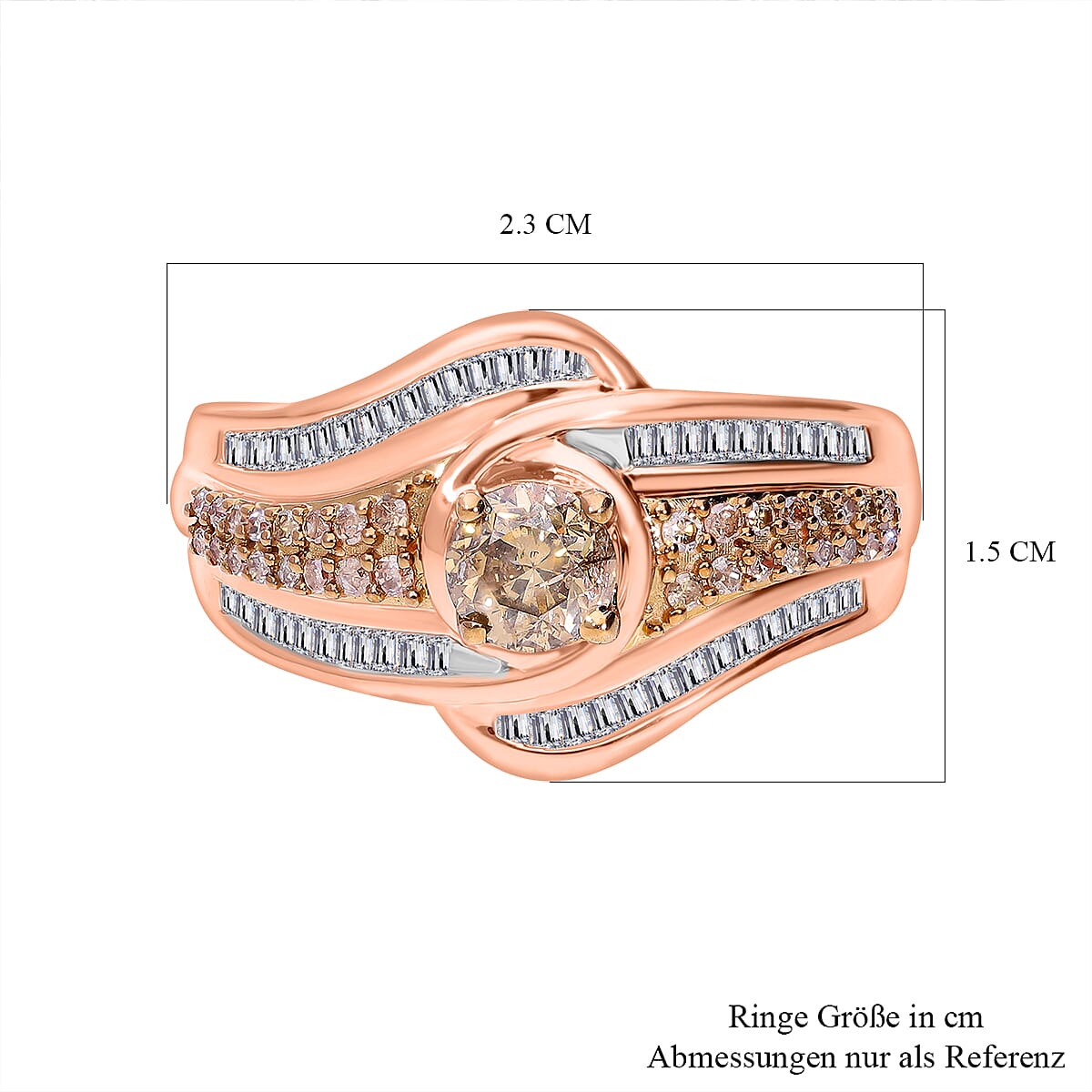 The Red Carpet Argyle Closeout - 9K Rose Gold SGL Certified Natural Champagne Diamond & White Diamond (I3-G-H) Bypass Ring 1.01 Ct, Gold Wt. 4.00 Gms.