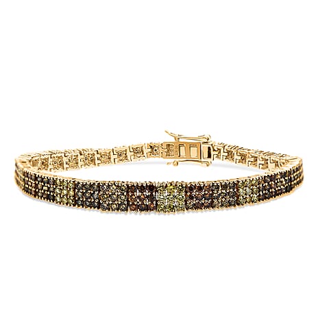 Biggest Diamond Closeout - 5th Avenue Commissioned - 10K Yellow Gold SGL Certified Natural Multi Color Diamond (SI-I1) Bracelet (Size - 7.25) 5.01 Ct. Gold wt 13.30 Gms