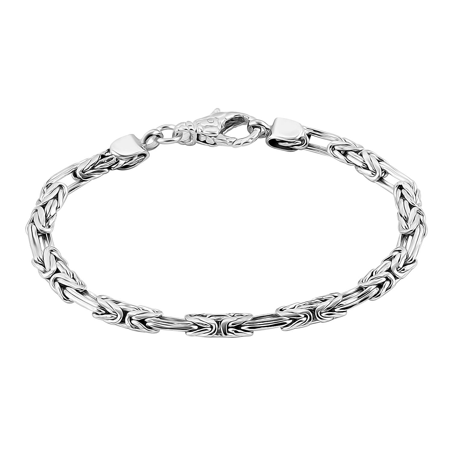 Royal Bali- Sterling Silver Byzantine Bracelet (Size - 7.5) with Lobster Clasp Silver Wt. 13.27 Gms.