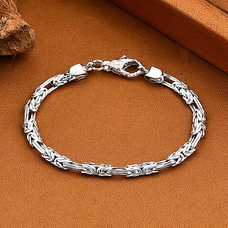 Royal Bali- Sterling Silver Byzantine Bracelet (Size - 7.5) with Lobster Clasp Silver Wt. 13.27 Gms.
