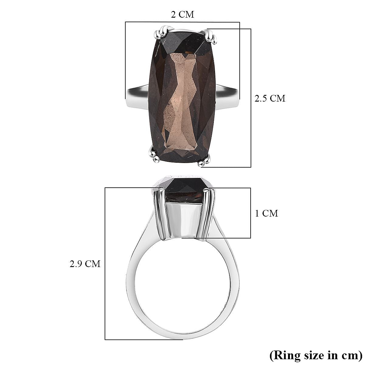 Smoky Quartz Solitaire Ring in Silver Tone 13.13 Ct. Smoky Quartz Solitaire Ring in Silver Tone 13.13 Ct.