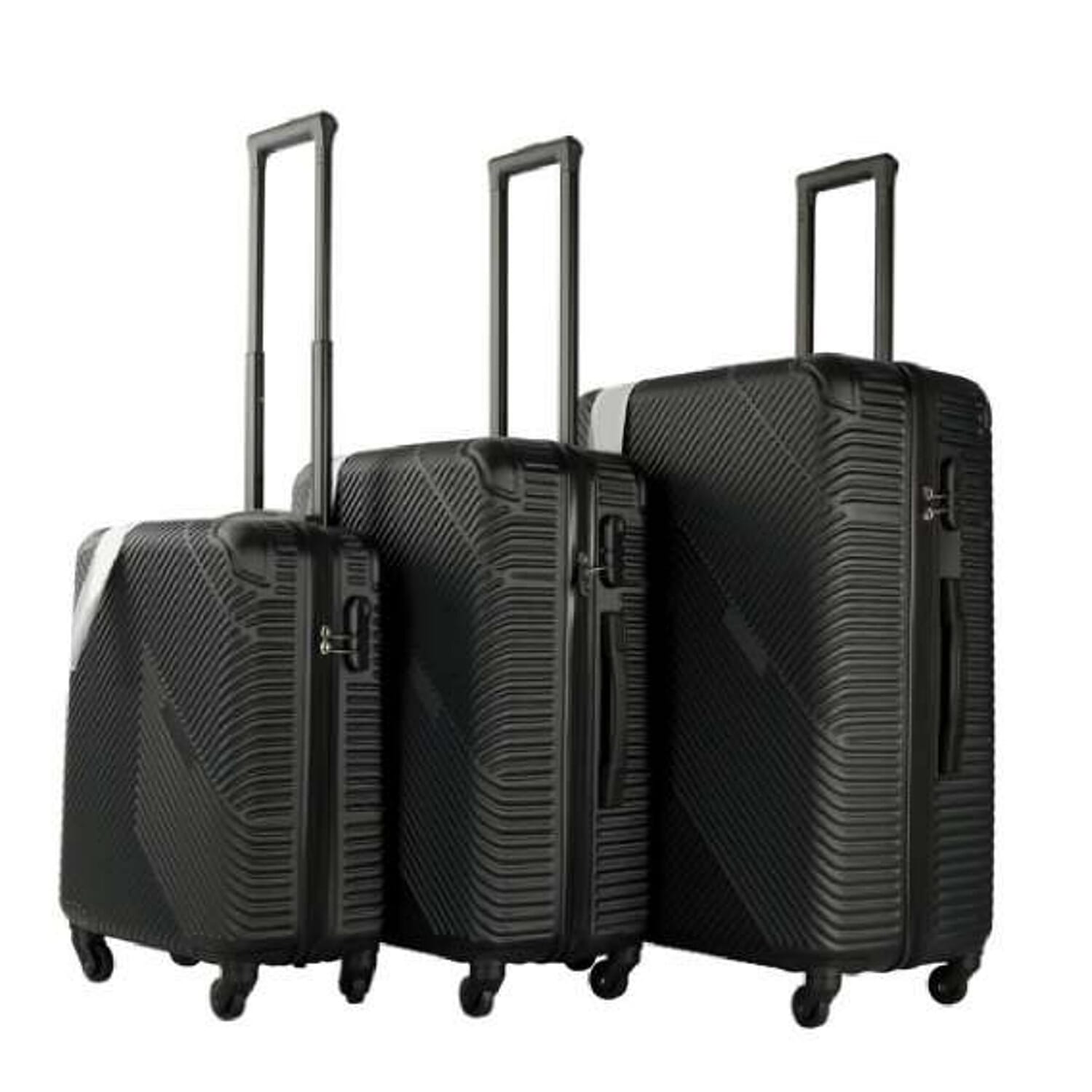 3 Piece Hard Shell Lightweight Luggage Suitcase - Black