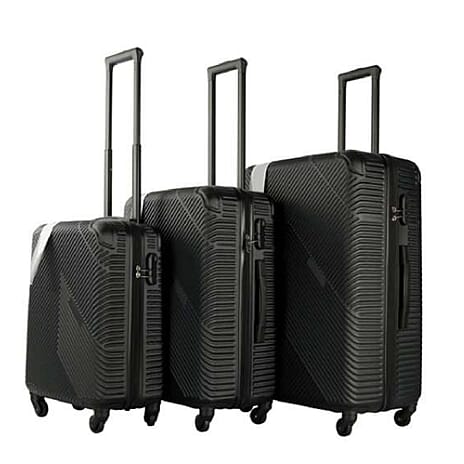 3 Piece Hard Shell Lightweight Luggage Suitcase - Black