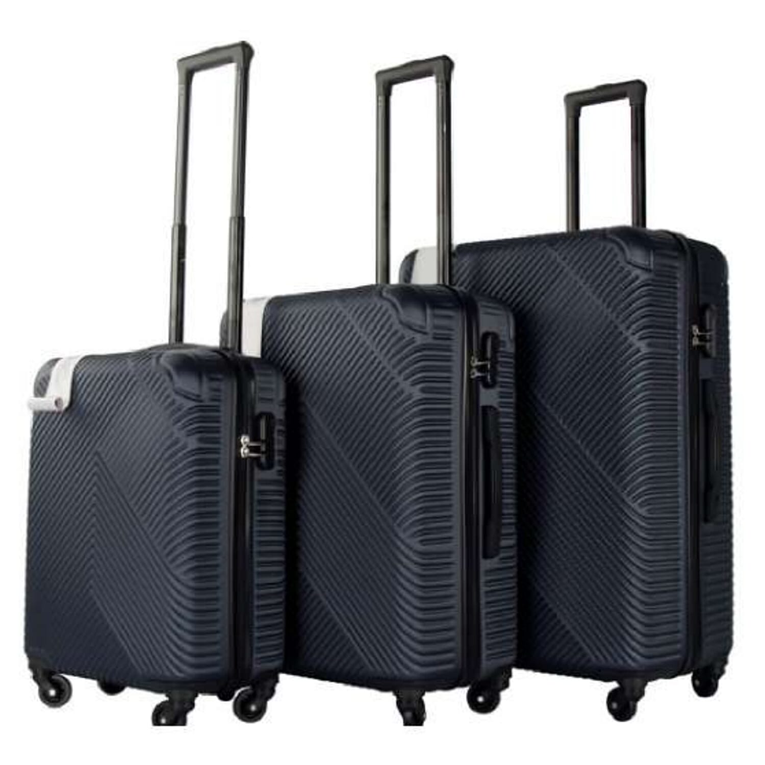 3 Piece Hard Shell Lightweight Luggage Suitcase - Navy