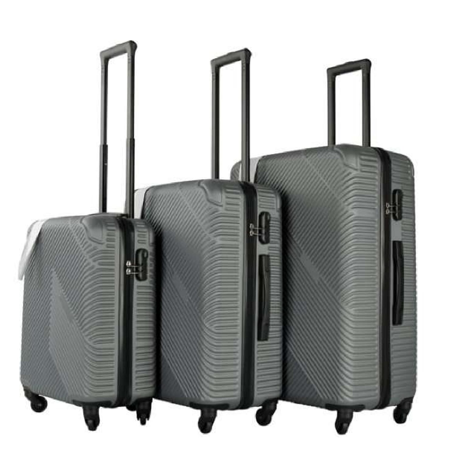 3 Piece Hard Shell Lightweight Luggage Suitcase - Grey