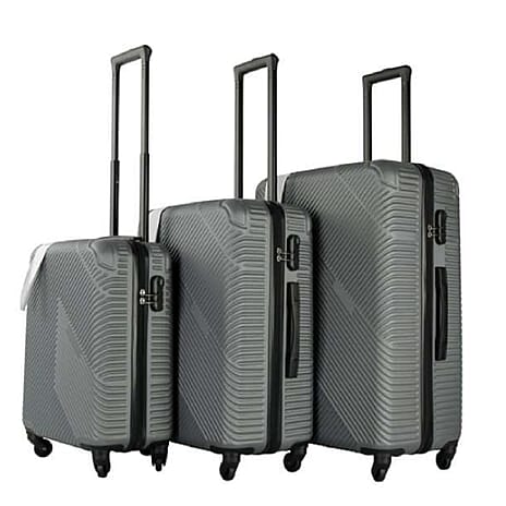 3 Piece Hard Shell Lightweight Luggage Suitcase - Grey