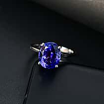 RHAPSODY 950 Platinum AAAA Tanzanite Solitaire Ring 4.13 Ct