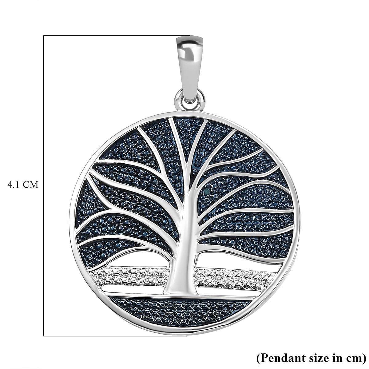 Bue Diamond Tree Of Life Pendant in Platinum Overlay