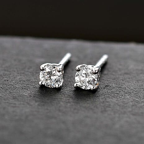 Luxuriant Diamond - 9K White Gold SGL Certified Lab Grown Diamond (SI- GH) Solitaire Earrings With Push Back 0.25 Ct.