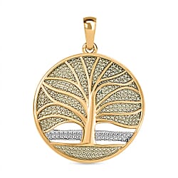 Green Diamond Tree Of Life Pendant in 18K YG Plating