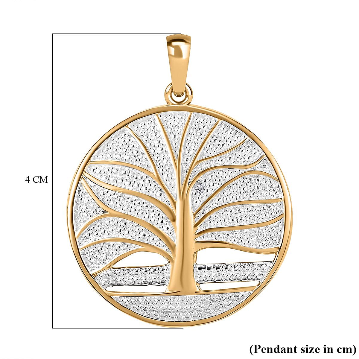 White Diamond Tree Of Life Pendant in 18K YG Plating