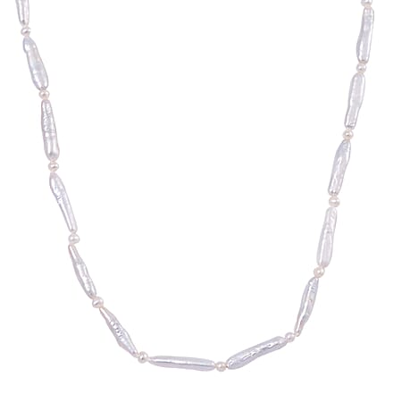 White Keshi Pearl,White Fresh Water Pearl Necklace (Size - 20) in Rhodium Overlay Sterling Silver 95.00 Ct White Keshi Pearl,White Fresh Water Pearl Necklace (Size - 20) in Rhodium Overlay Sterling Silver 95.00 Ct