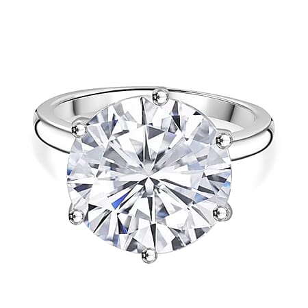 Moissanite Brilliant-Cut Solitaire Ring in Rhodium Overlay Sterling Silver 7.56 Ct.