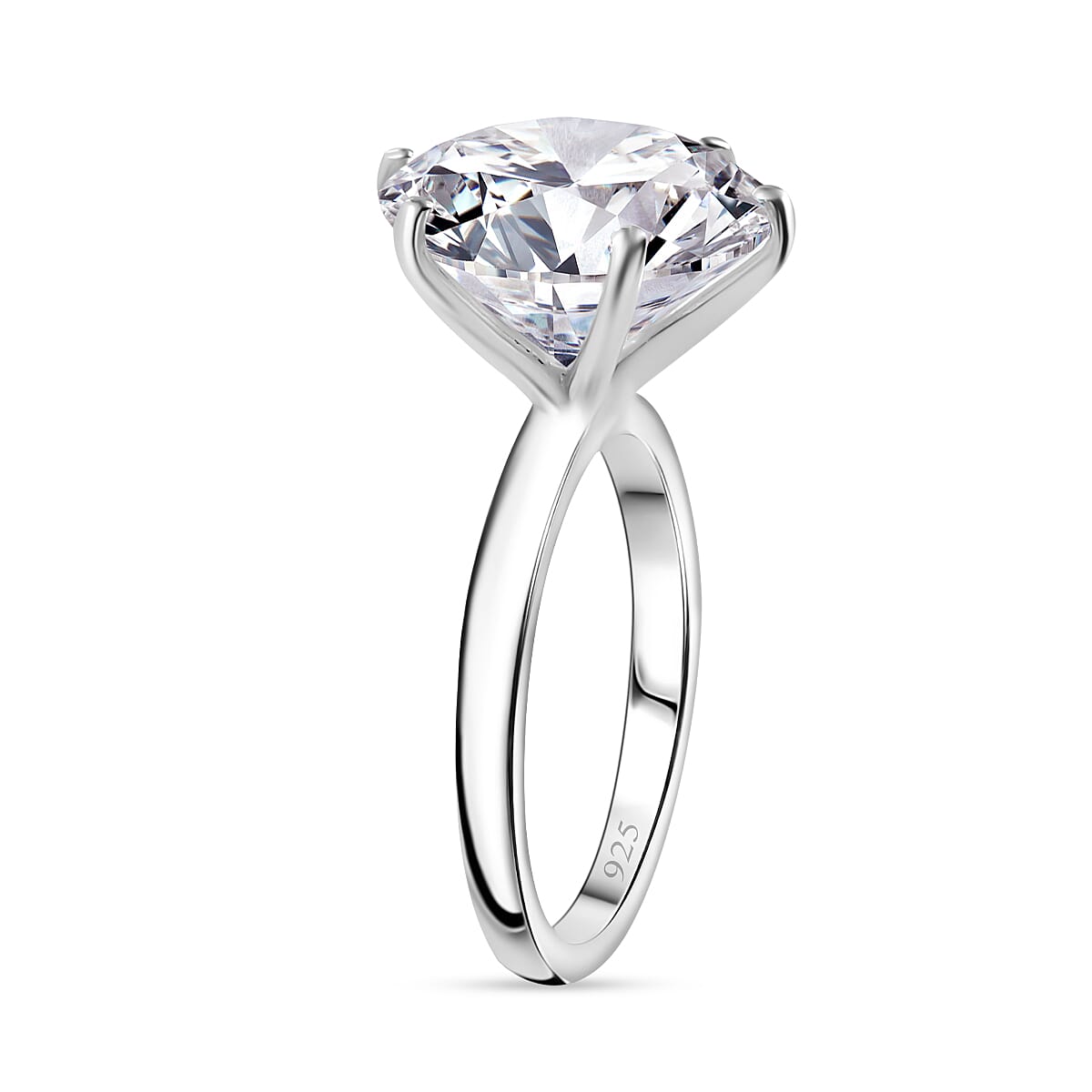 Moissanite Solitaire Ring in Rhodium Overlay Sterling Silver 7.43 Ct