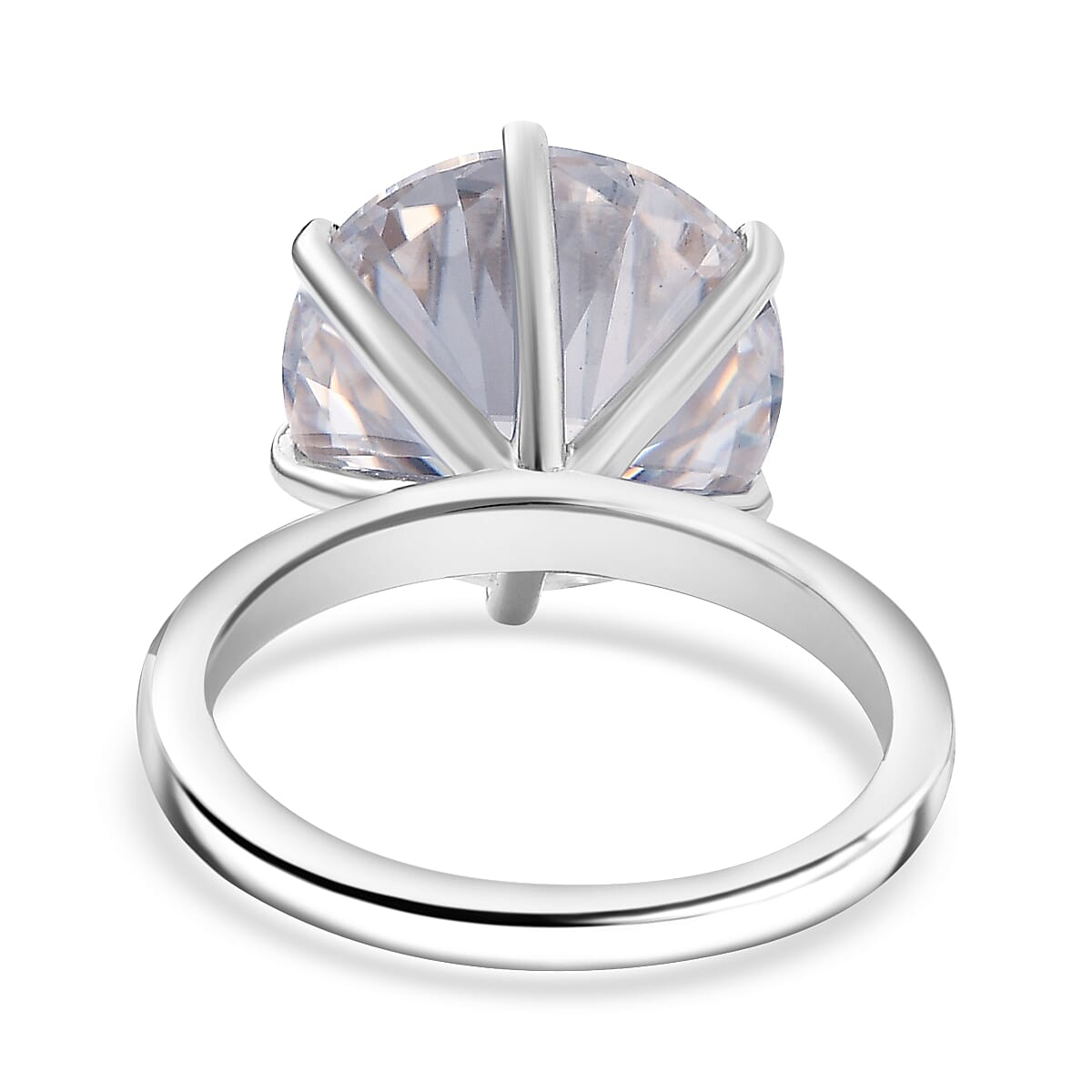 Moissanite Solitaire Ring in Rhodium Overlay Sterling Silver 7.43 Ct