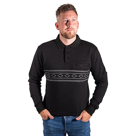 Charles Norton Cotton Blend Polo Sweatshirt (Size L) - Black