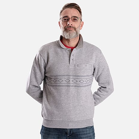 Charles Norton Cotton Blend Polo Sweatshirt  - Grey
