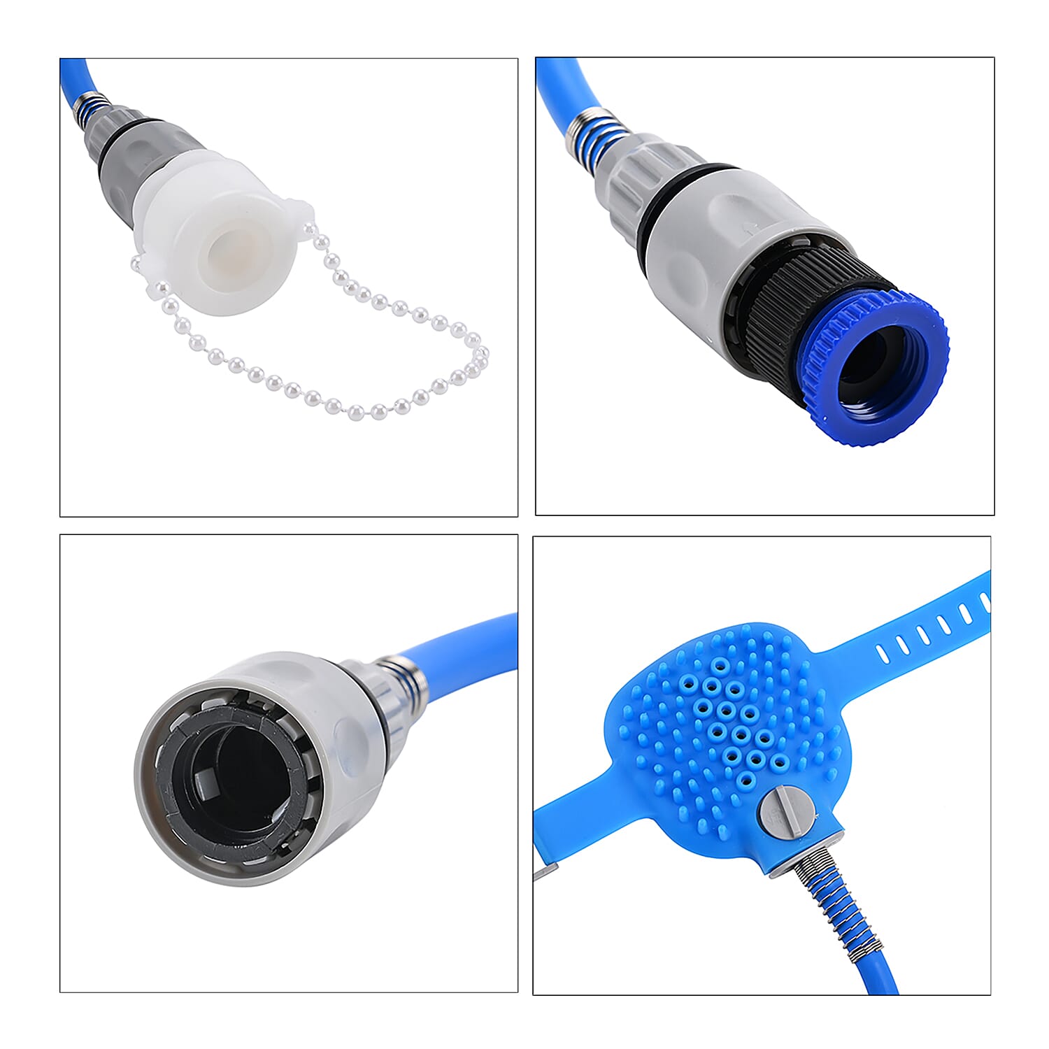 Pet Bathing Massaging Tool with Adjustable Spray Nozzle - Tap or Hose Connections (Size - 220cm) - Blue Pet Bathing Massaging Tool with Adjustable Spray Nozzle - Tap or Hose Connections (Size - 220cm) - Blue