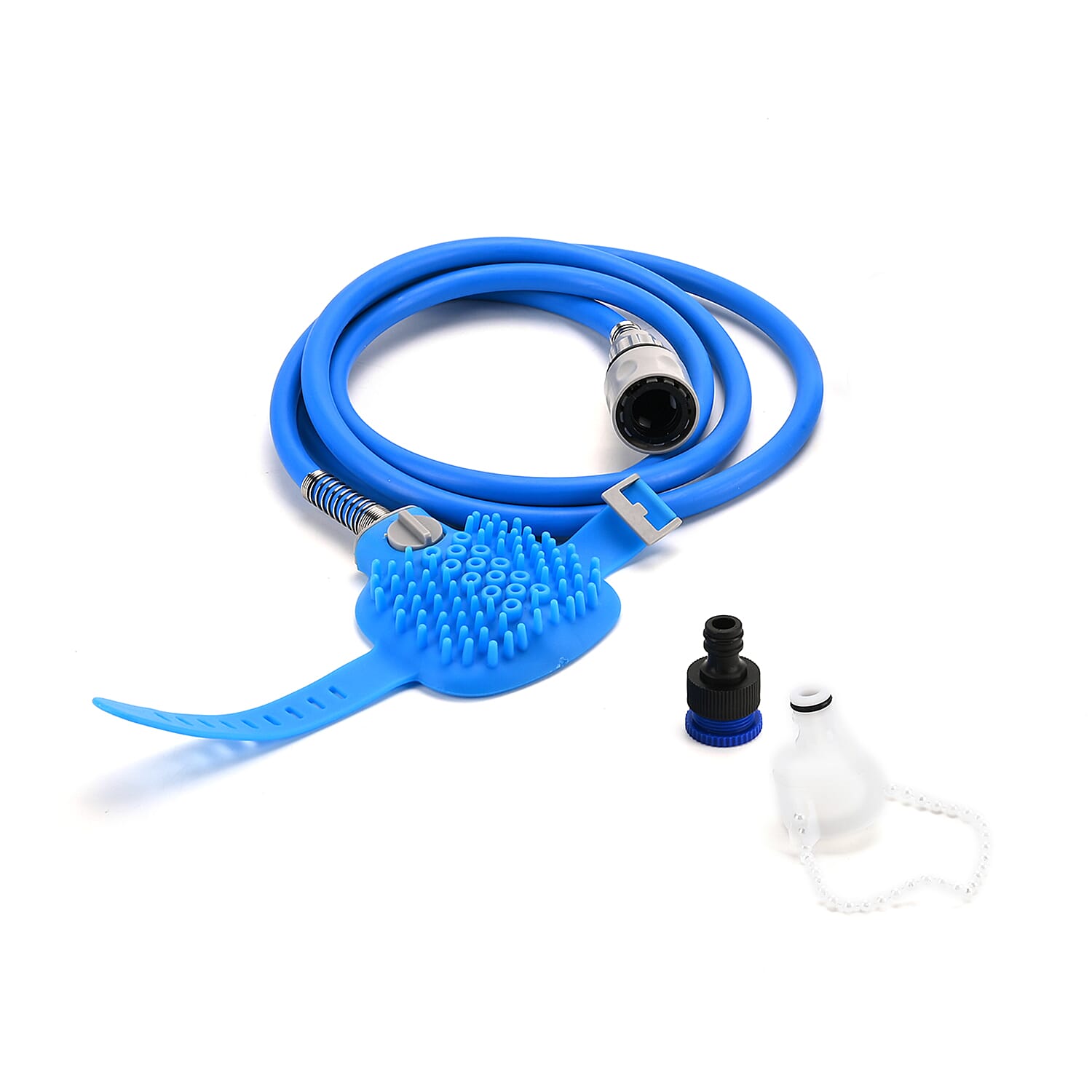 Pet Bathing Massaging Tool with Adjustable Spray Nozzle - Tap or Hose Connections (Size - 220cm) - Blue Pet Bathing Massaging Tool with Adjustable Spray Nozzle - Tap or Hose Connections (Size - 220cm) - Blue