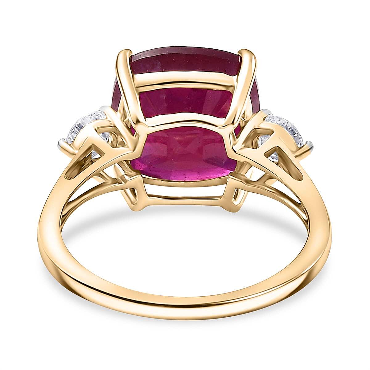 9K Yellow Gold Ruby & Lab Grown Diamond (VS-EF) Ring 9.58 Ct Gold Wt 2.81 Grms