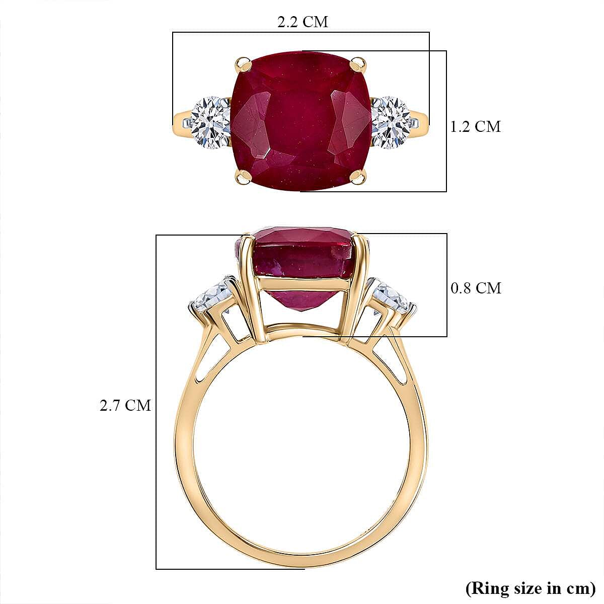 9K Yellow Gold Ruby & Lab Grown Diamond (VS-EF) Ring 9.58 Ct Gold Wt 2.81 Grms
