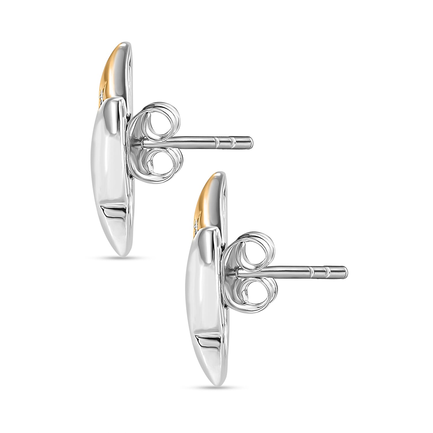 GP - Blue Sapphire &  White Diamond Solitaire Stud Push Post Earring  Sterling Silver