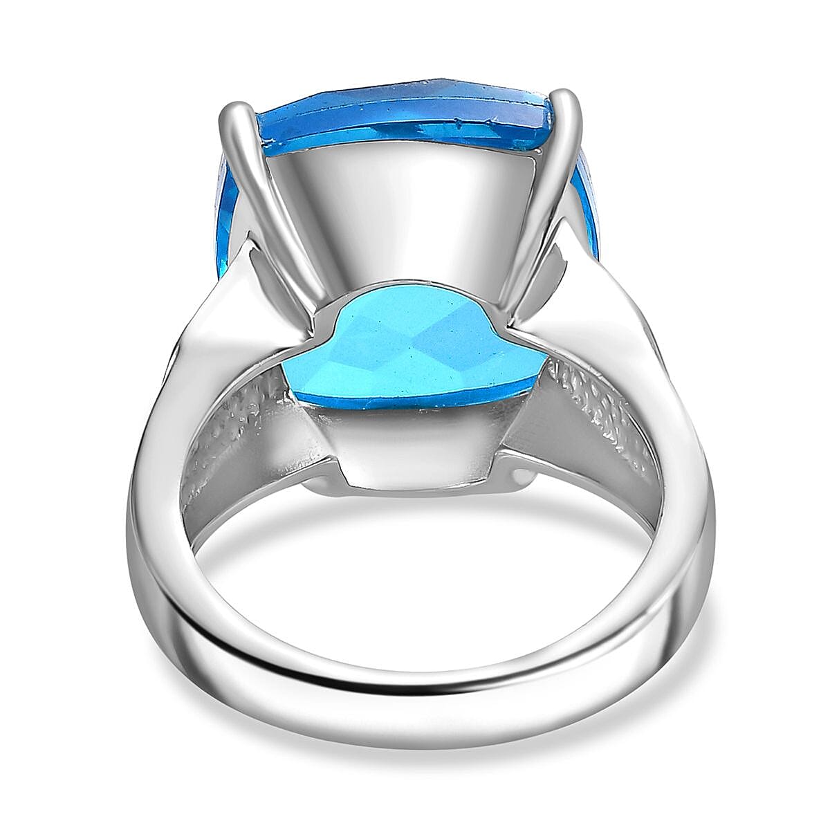 Carribean Quartz Solitaire Ring in Platinum Overlay 11.04 Ct.