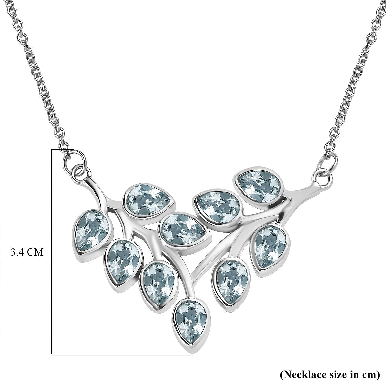 Skyblue Topaz Necklace (Size - 20) in Silver Tone 4.87 Ct.