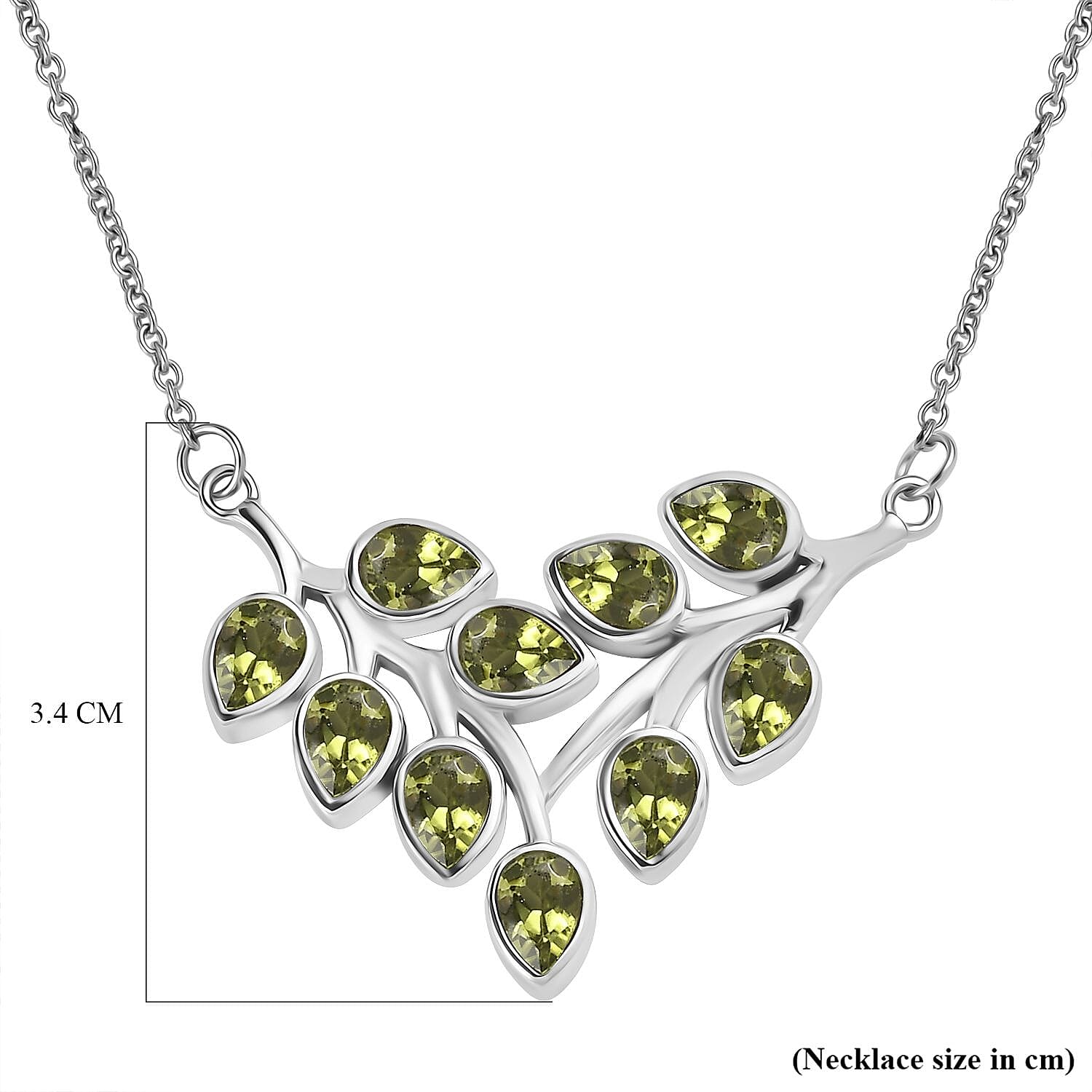 Peridot  Necklace (Size - 20) in Silver Tone 4.58 Ct.