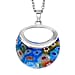Black Colour Murano Style Glass Necklace (Size - 24) in White Tone