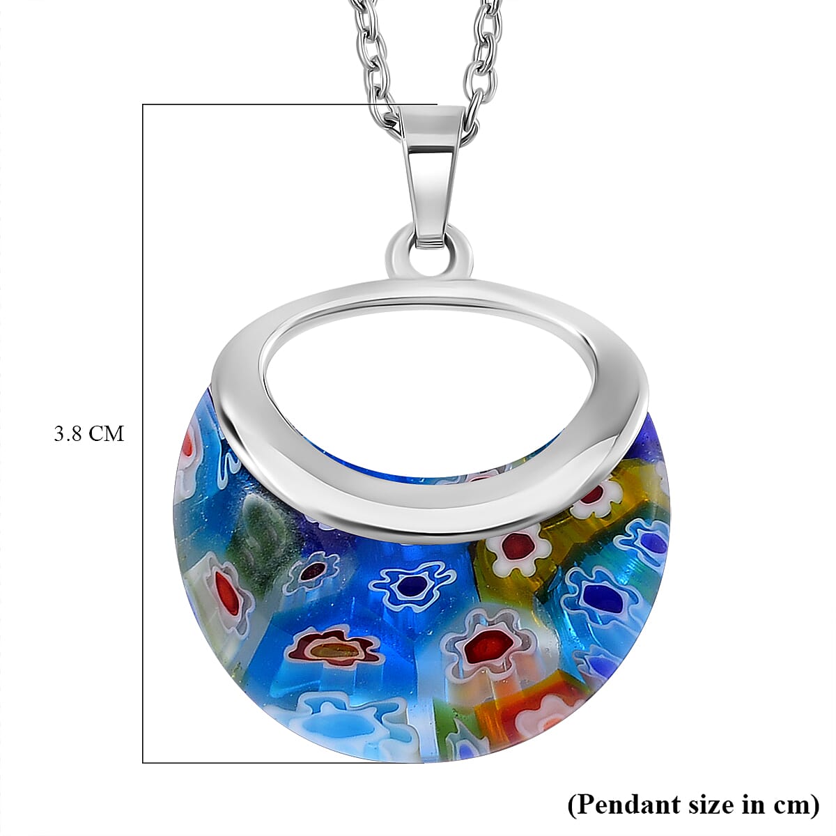 Multi Color Murano Glass Necklace (Size - 24) in White Tone
