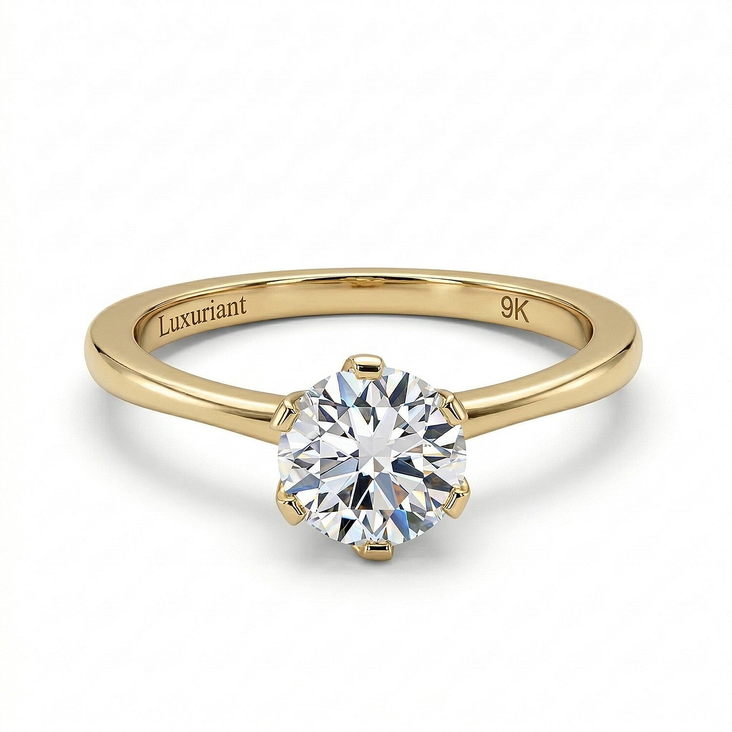 LUXURIANT 1 Ct. Lab Grown Diamond Solitaire Ring in 9K Yellow Gold, SGL Certified
