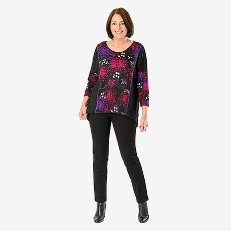 Sugar Crisp Floral Printed Top (Size L) - Black