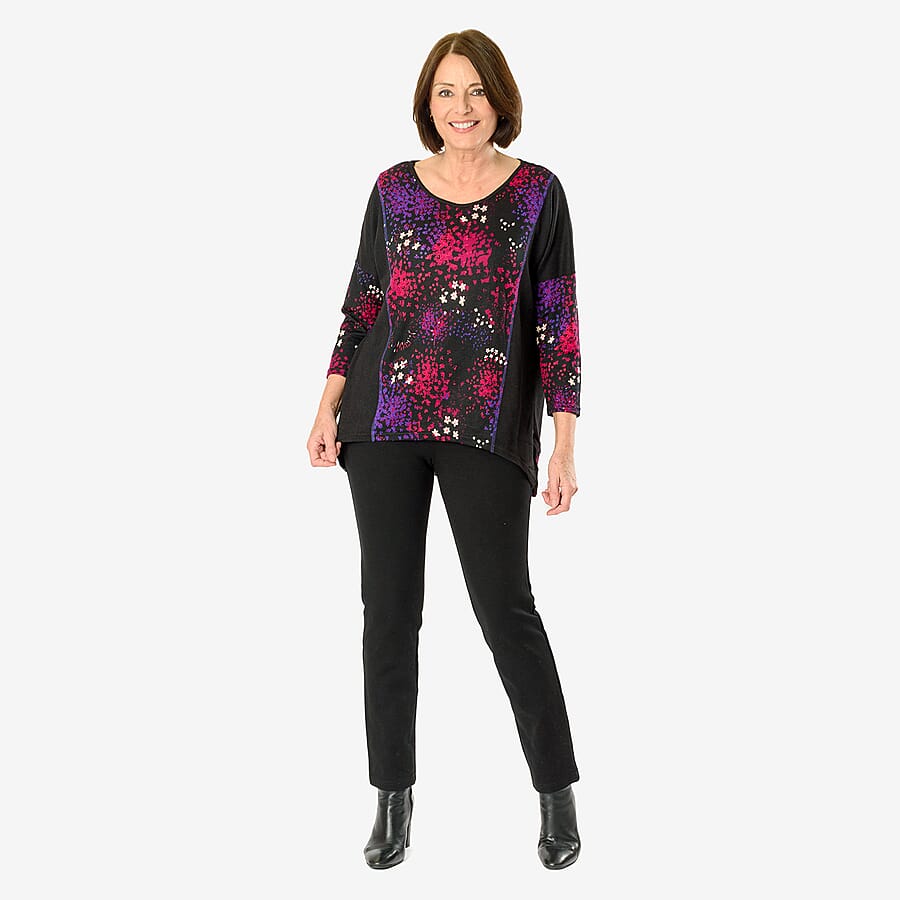 Sugar Crisp Floral Printed Top (Size S) - Black